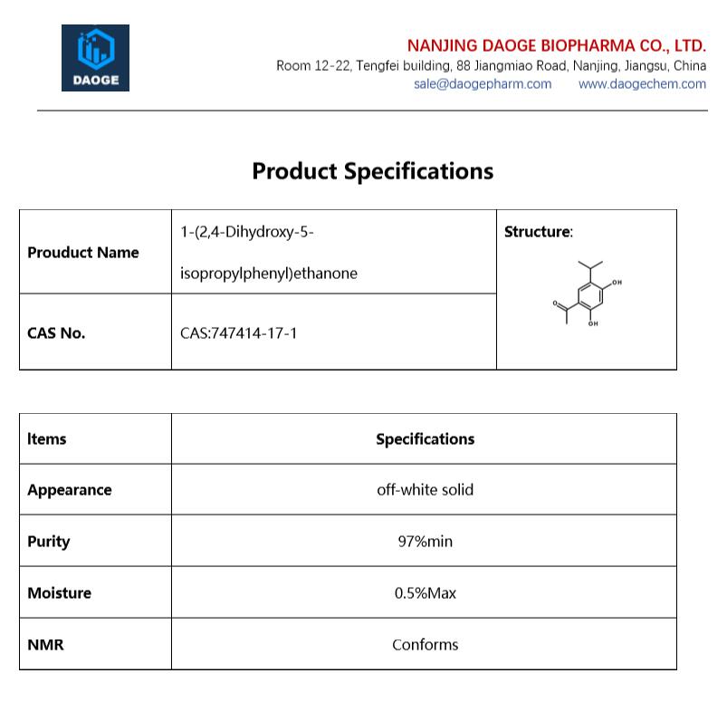 Specifications, 1-(2,4-Dihydroxy-5-isopropylphenyl)ethanone,747414-17-1